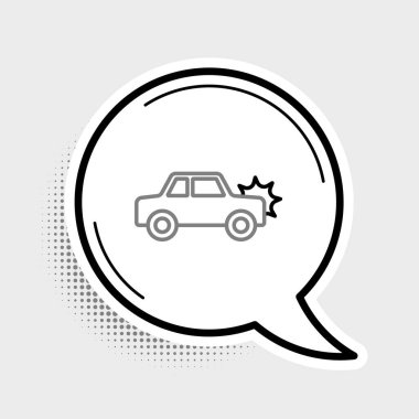 Çizgi Arabası simgesi gri arkaplanda izole edildi. Sigorta konsepti. Güvenlik, güvenlik, koruma, konsept koruma. Renkli taslak konsepti. Vektör