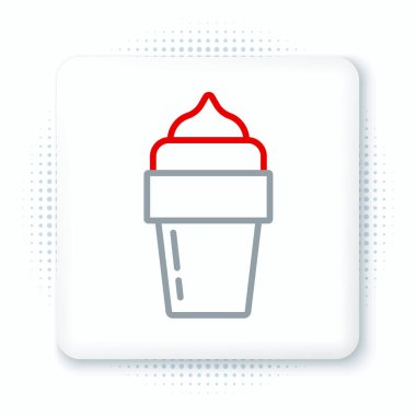 Beyaz arka planda izole edilmiş çizgi dondurma ikonu. Güzel sembol. Renkli taslak konsepti. Vektör