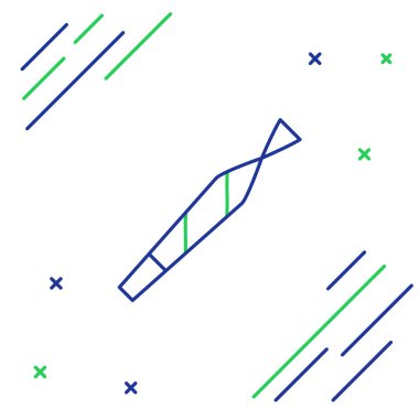 Çizgi marihuana mekanı, beyaz arka planda izole edilmiş sigara ikonu. Uyuşturuculu sigara, esrar sarılmış sigara. Renkli taslak konsepti. Vektör