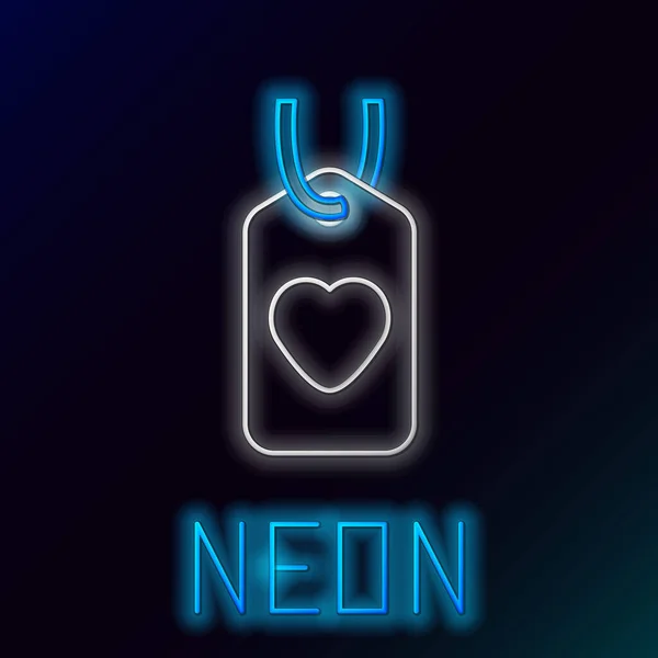 Parlayan Neon Hattı Kalp Etiketi Simgesi Siyah Arkaplanda Izole Edildi — Stok Vektör