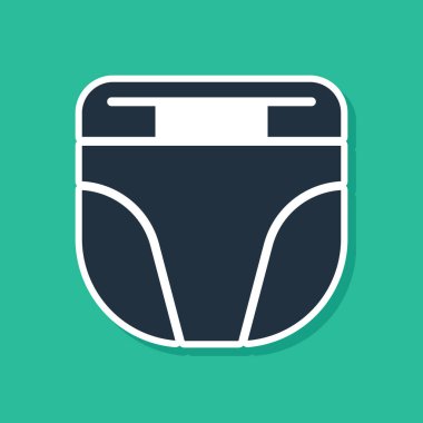 Yeşil arka planda izole edilmiş köpek ikonu için mavi bez. Hayvan hijyeni aksesuarı. Vektör.