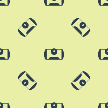 Araç simgesi için mavi gaz tankı sarı arka planda izole edilmiş pürüzsüz desen. Benzin depoları arabaya monte edilir. Vektör