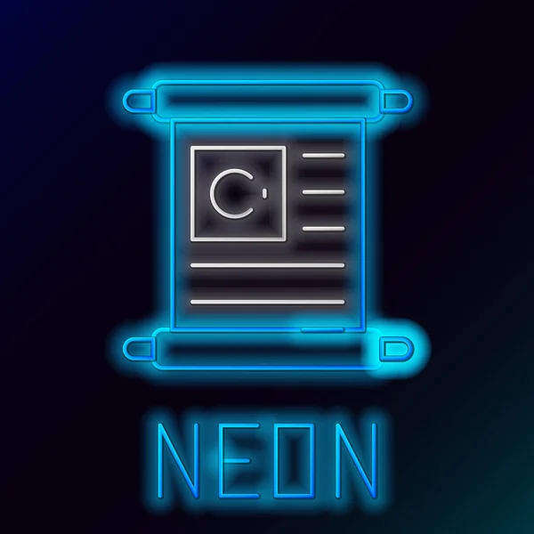 Glödande Neon Line Helig Bok Koranen Ikon Isolerad Svart Bakgrund — Stock vektor