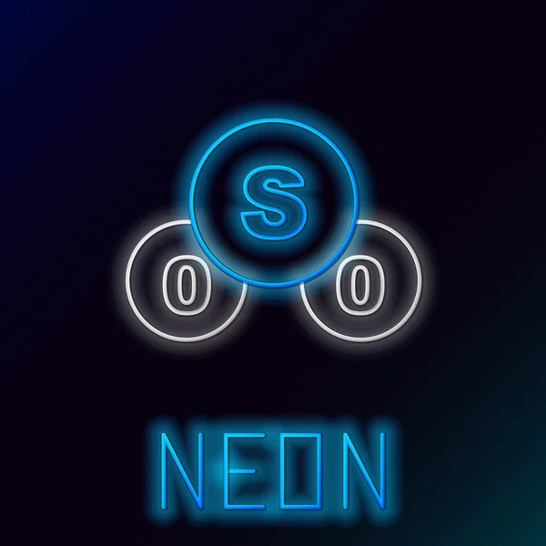 Glowing Neon Line Sulfur Dioxide So2 Gas Molecule Icon Isolated — Stock Vector