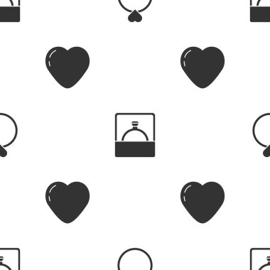 Alyansları ayarlayın, elmas nişan ve Heart 'ı kusursuz bir kalıba sokun. Vektör