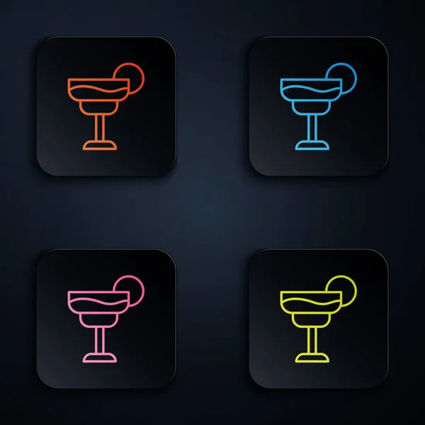 Color Neón Línea Cóctel Alcohol Bebida Icono Aislado Sobre Fondo — Archivo Imágenes Vectoriales