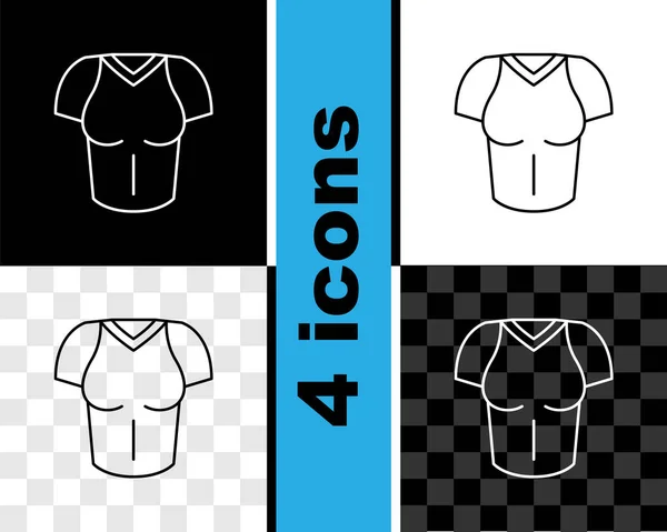 Set Line Shirt Icon Isolated Black White Transparent Background Vector — Stock Vector