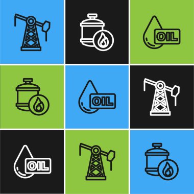 Yağ pompası veya pompa valesi ayarlayın, gaz tankı ikonunu bırakın ve bırakın. Vektör