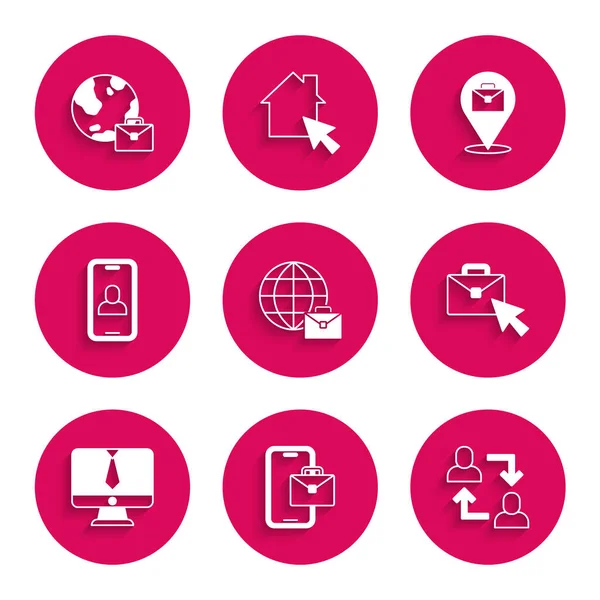 Çevrimiçi çalışma, Freelancer, Proje ekibi üssü, Video sohbet konferansı ve simge. Vektör