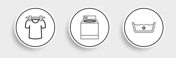 设定线温度清洗,烘干衣服和洗涤器图标.B.病媒 — 图库矢量图片