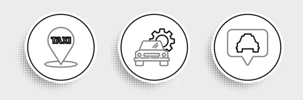 Set Line Map Pointer Taxi Car Service Icon Vector — Image vectorielle
