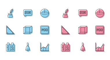 Satır Matematik fonksiyonu kosinüs, Test veya Sınav kağıdı, Chalkboard, Sigma sembolü, Fonksiyon matematiği, Denklem çözümü, Takvim ve İnsan beyni ikonu. Vektör