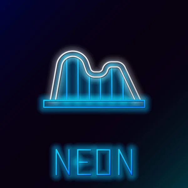 Lumineux Néon Ligne Roller Coaster Icône Isolée Sur Fond Noir — Image vectorielle