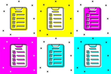 Yeni yıl hedef listesi ve planlar simgesini renk arkaplanına izole et. Mutlu Noeller ve mutlu yıllar. Vektör.