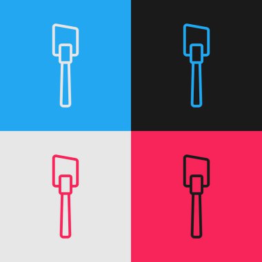 Pop sanat çizgisi Spatula simgesi renk arkaplanında izole edildi. Mutfak spatula ikonu. Barbekü spatula işareti. Barbekü ve ızgara aleti. Vektör.