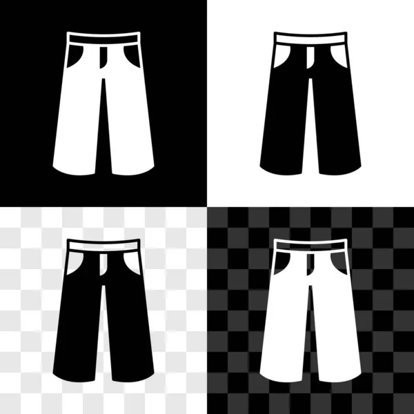 Définir Icône Pantalon Isolé Sur Fond Noir Blanc Transparent Pantalon — Image vectorielle