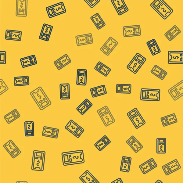 蓝色线智能手机与美元符号图标隔离无缝模式的黄色背景 网上购物的概念 金融手机图标 网上支付 — 图库矢量图片