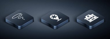 Isometric Kement, Vahşi Batı Salonu ve Hexagram Şerif ikonu. Vektör