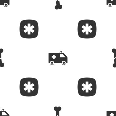 Kırık kemikleri, ambulans arabasını ve acil servisi ayarlayın. Yaşam Yıldızı 'nı sorunsuz bir şekilde yerleştirin. Vektör