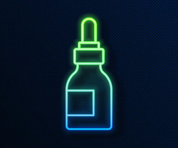 Glowing Neon Line Beard Mustaches Care Oil Bottle Icon Isolated — Stok Vektör