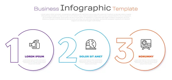 Nastavit Linku Kamera World News Breaking Obchodní Infografická Šablona Vektor — Stockový vektor