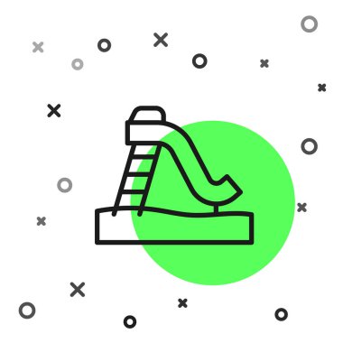 Siyah çizgi çocuk kaydırma simgesi beyaz arkaplanda izole edildi. Çocuklar kayar. Vektör.