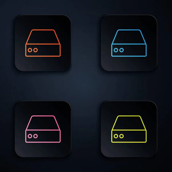 Kolor Neon Line Serwer Dane Web Hosting Ikona Izolowana Czarnym — Wektor stockowy