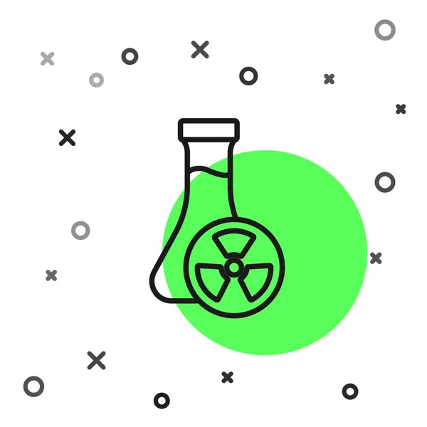Чорна Лінія Лабораторний Хімічний Склянка Токсичною Іконою Рідини Ізольовані Білому — стоковий вектор