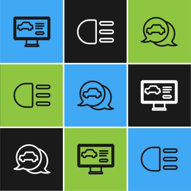 Hattı, arabanın durumunu, araba servisini ve High beam simgesini ayarla. Vektör