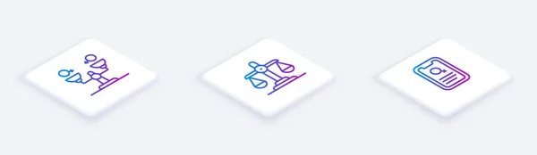 Set Isometric Line Gender Equality Dating App White Square Button — Archivo Imágenes Vectoriales