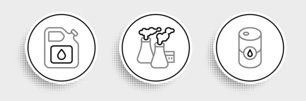Set Line Barrel Kanister Für Benzin Und Rauch Aus Der — Stockvektor