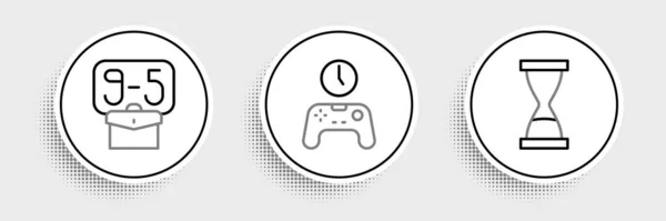 Set Line Old Hourglass Sand Gamepad Time Icon Vector — стоковый вектор