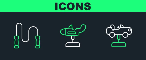 Set Line Swing Car Jump Rope Plane Icon Vector — ストックベクタ