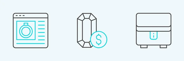 Set Line Jewelry Box Online Shopping Icon Vector — Vetor de Stock