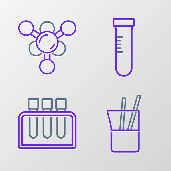 Set Line Laboratory Glassware Test Tube Molecule Icon Vector — Stockvektor