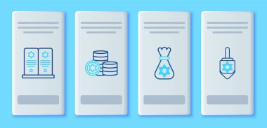 Yahudi parası, David 'in yıldızı, Tombstone ve Hanukkah dreidel ikonu olan para çantası. Vektör