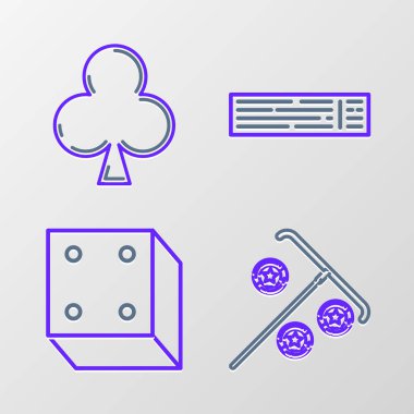 Cipsler, oyun zarları, iskambil kağıtları ve kulüp simgesiyle oynamak için satır çubuğu belirle. Vektör