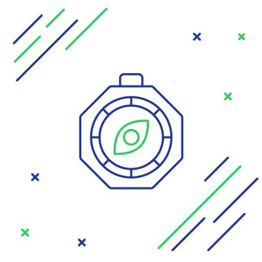 Pusula simgesi beyaz arkaplanda izole edildi. Rüzgâr yön bulma sembolü. Rüzgar gül işareti. Renkli taslak konsepti. Vektör