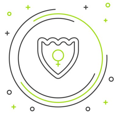 Çizgi cinsiyet kalkanı, beyaz arkaplanda izole edilmiş kadın simgesi. Renkli taslak konsepti. Vektör