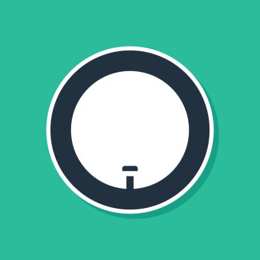 Yeşil arka planda mavi bisiklet tekerleği simgesi izole edildi. Bisiklet yarışı. Tekerlek havası. Spor malzemeleri. Vektör