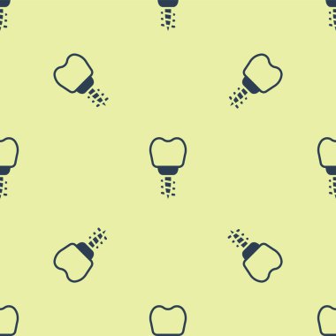 Blue Dental implant icon isolated seamless pattern on yellow background. Vector