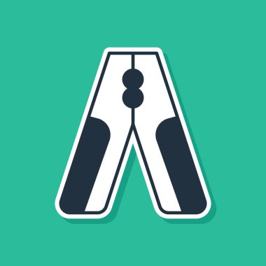 Mavi Araba batarya atlama güç kablosu ikonu yeşil arka planda izole edildi. Vektör