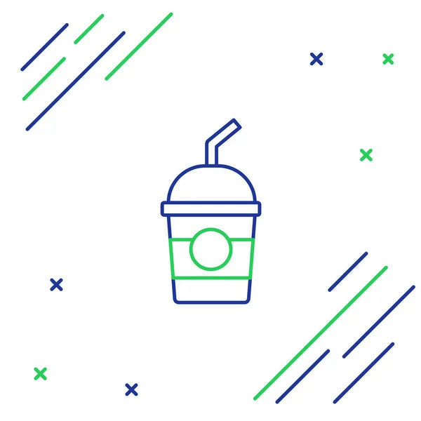 Line Milkshake icon isolated on white background. Plastic cup with lid and straw. Colorful outline concept. Vector — Stock Vector