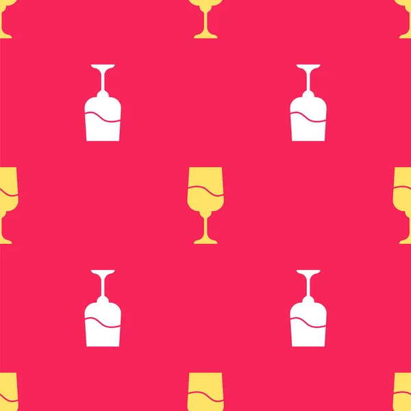 Icône de gobelet juif jaune isolé motif sans couture sur fond rouge. Coupe de vin juive pour kiddush. Coupe Kiddush pour Shabbat. Vecteur — Image vectorielle