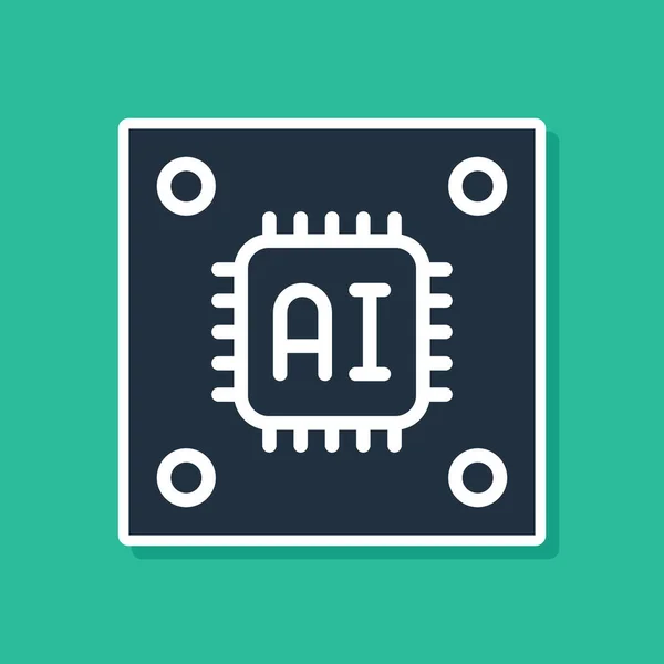 Blue Computer processor with microcircuits CPU icon isolated on green background. Chip or cpu with circuit board sign. Micro processor. Vector — Stockvektor