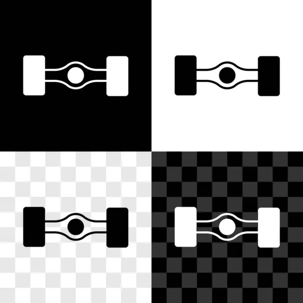 Set Chassis coche icono aislado en blanco y negro, fondo transparente. Vector — Vector de stock