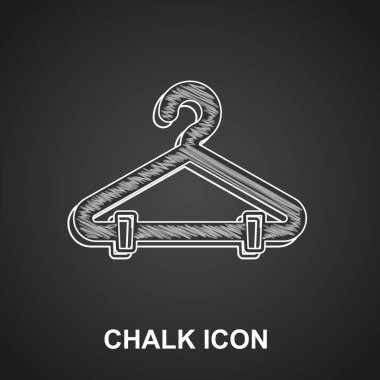 Chalk Hanger wardrobe icon isolated on black background. Cloakroom icon. Clothes service symbol. Laundry hanger sign. Vector