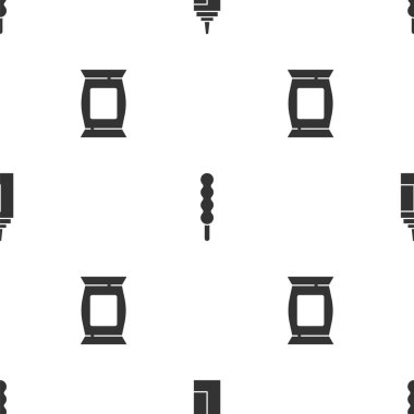 Sos şişesi, lolipop ve poşet hazırla ya da patates cipsini pürüzsüz bir kalıba dök. Vektör