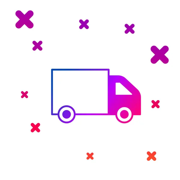 Color Delivery cargo truck vehicle icon isolated on white background. Gradient random dynamic shapes. Vector - Stok Vektor
