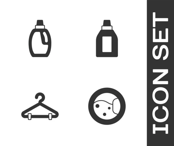 Set Washer, Bottle for cleaning agent, Hanger wardrobe and icon. Vector — Vettoriale Stock